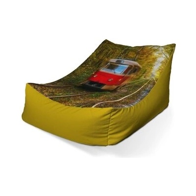Sablio Sedací vak Lounge červená tramvaj v lese 80 x 95 x 50 cm