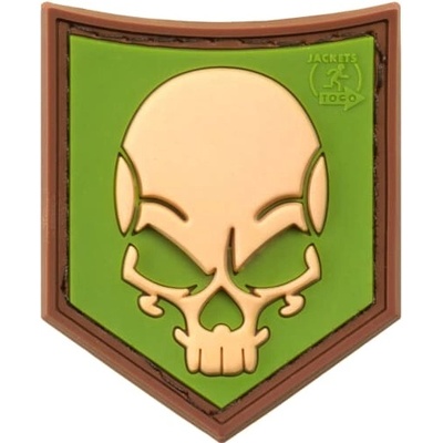 Gumená nášivka Jackets to Go SOF Skull - zelená-hnedá