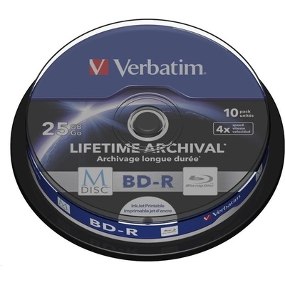 Verbatim BD-R 25GB 4x, M-Disc, printable, spindle, 10ks (43825) – Hledejceny.cz