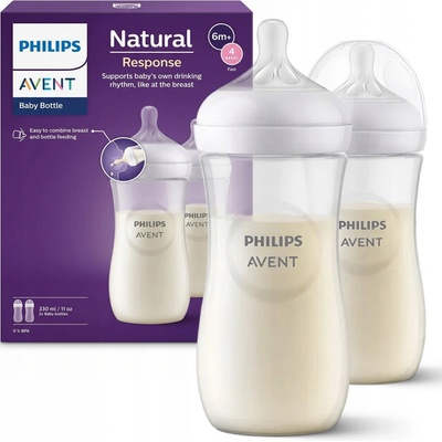 Avent flaša Natural Response priehľadná cumlík pre podporu rytmu pitia 330 ml 2 ks