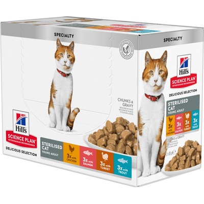 Hill´s Science Plan Feline Adult Sterilised Multipack Chicken & Trout & Turkey 12x 85 g