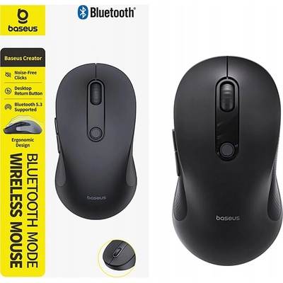 Baseus F02 Ergonomic Dual-Mode Wireless Mouse Cluster Black