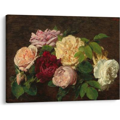 Obraz - Henri Fantin-Latour, Roses de Nice on a Table, reprodukcia, jednodielne 70x50 cm