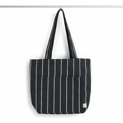 HAY Taška Tote Outdoor Market M Black Beige stripe černá