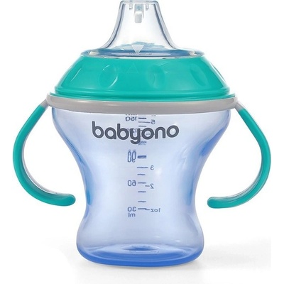 Babyono hrnček netečúci s mäkkým náustkom Natural Nursing 180 ml Tyrkys