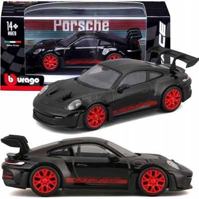 Bburago RACE Porsche 911 GT3 RS v darčekovom balení čierne mierka 1:43