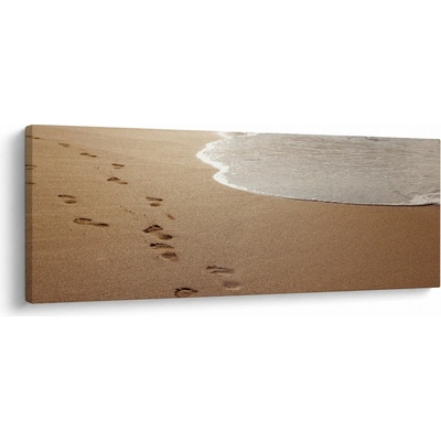 Obraz - stopy v písku a moře, jednodílný 100x40 cm
