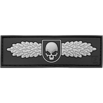 Gumová nášivka Jackets to Go SOF Skull Badge - čierna-sivá