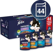 Felix Fantastic s hovězím kuřetem lososem tuňákem v želé 44 x 85 g