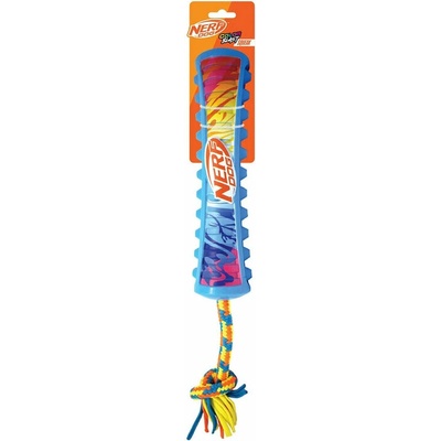 Nerf Dog pískací táhlo s barevným úchopem a textilním lanem 29 cm