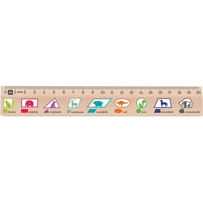 Metrie Didakt-M02 Dřevěné pravítko s potiskem Geometrické tvary 20 cm