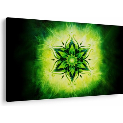 Obraz - Kvetinová mandala v zelenom pozadí, jednodielne 150x100 cm