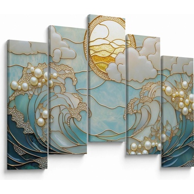 Obraz - 3D perly v oceánu, pětidílný 125x90 cm