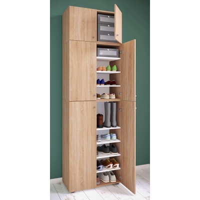 VCM Lona XXL s 9 přihrádkami otočné dveře s nástavcem 70 × 39 × 223 cm dub sonoma