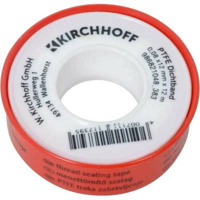 Kirchhoff PTFE Těsnicí páska na závity 0,08 mm x 12 mm x 12 m bílá