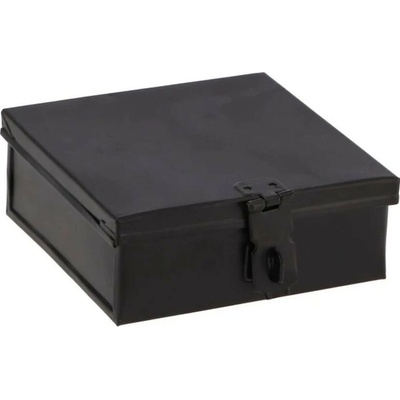 Černý antik kovový úložný box/ krabička Amber Doos - 12*12*5 cm - daan kromhout