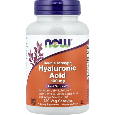 Now Foods Kyselina hyalurónová dvojitá sila 100 mg 120 veg. kapsúl