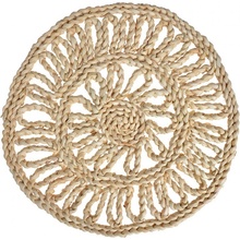 Clayre & Eef Přírodní slaměné kulaté prostírání Boho se vzorem Ø 30x1 cm