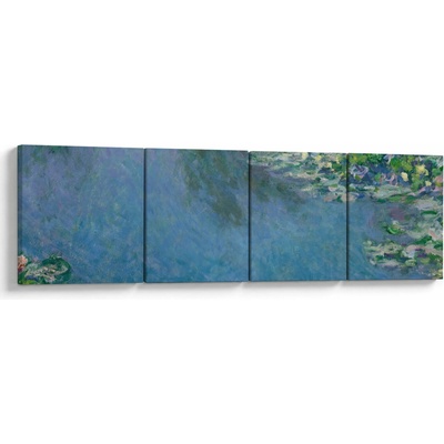 Obraz - Claude Monet, Water Lilies, reprodukcia, štvordielne 160x40 cm