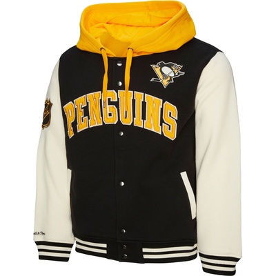 Mitchell & Ness Pánska mikina Pittsburgh Penguins NHL Courtside Fleece Button Front Current Logo