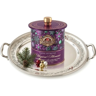 Basilur Festive Tea Magical Moments plech Černý čaj aromatizovaný s ochucujícími čá 75 g