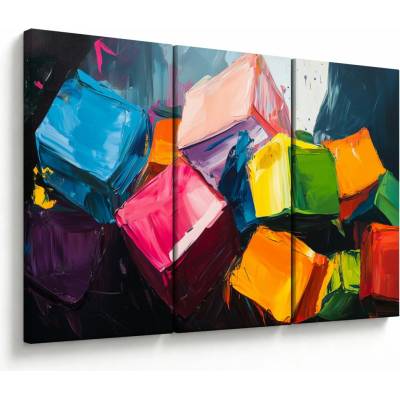 Obraz - Barevné krychle, třídílný 120x80 cm
