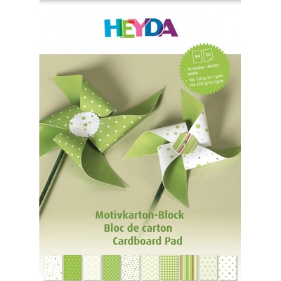 Heyda Kanorg Blok barevných papírů s motivy 20 listů A4 100g/220g zelený mix