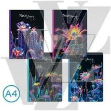 Notes Záznamní kniha A4 96 listů Neon flowers linkovaná mix