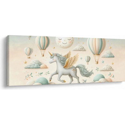 Obraz - Šťastný jednorožec, jednodielne 145x58 cm