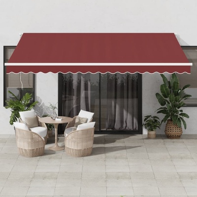 vidaXL Automatická zatahovací markýza burgundská 450 x 350 cm