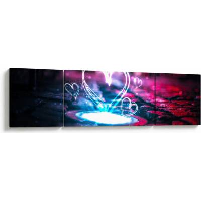 Obraz světelného srdce, třídílný 170x50 cm