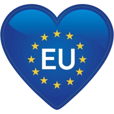 Samolepka vlajka Európska únia Srdce 5,6 x 6 cm - farebná