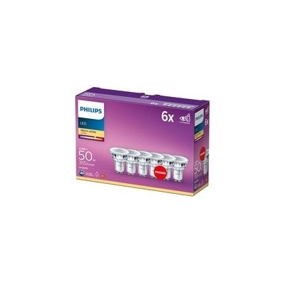 Philips LED žárovka bodová, 4,6W, GU10, teplá bílá, 6ks