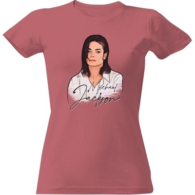 Tričko s potiskem Michael Jackson dámské Pudrově růžová