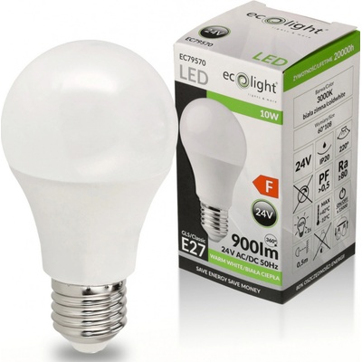 ECOLIGHT LED žárovka E27 - 10W - 24V -900lm - Teplá bílá barva – Hledejceny.cz