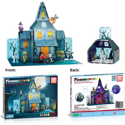 PicassoTiles Strašidelný dům magnetická stavebnice