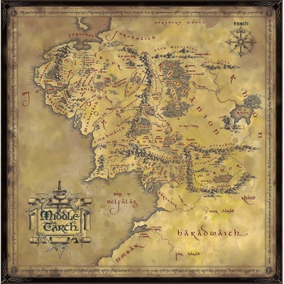 The Noble Collection Pán prsteňov Mapa Středozeme 60 x 60 cm 1000 dielov