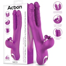 Action Nico Vibrator with Clit Hitting Ball & Alternating Dildos Purple