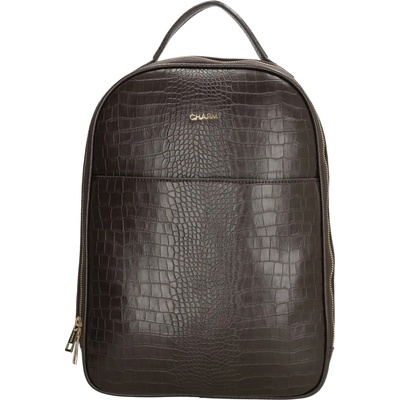 Charm London tmavě hnědý vroubkovaný kožený batoh „Dragon“ 6 l