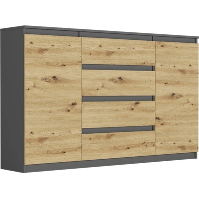 Framire Komoda do předsíně se zásuvkami a skříňkami Antracit Mix Artisan 160 x 40 x 98 cm Modern R160S4
