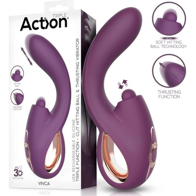 Action Vinca Triple Function with Clit Hitting Ball & Thrusting Purple