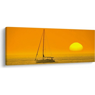Obraz - Loďka uprostřed moře, jednodílný 100x40 cm