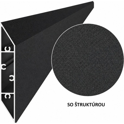 Hliníková plotová lamela 108x16 mm, tvar kosodélník, černá RAL9005 se strukturou 2m +/- 5mm (AL-PV5-CS-2)