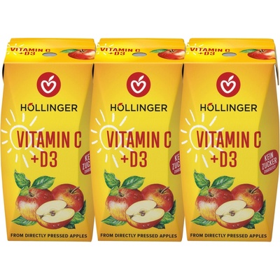 Hollinger Nektar jablko s obsahem vitaminu C a D3 3 x 200 ml