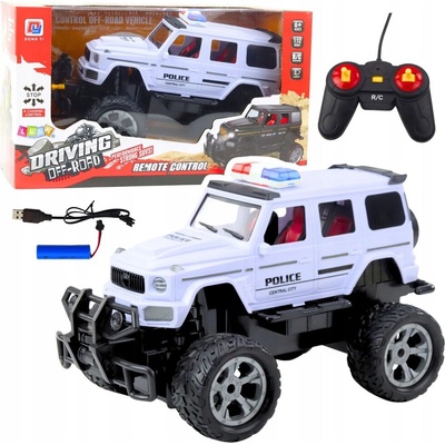 LEAN Toys Policejní terénní auto RC RTR bílé 1:12