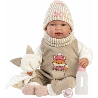 Llorens 84490 NEW BORN realistická panenka miminko se zvuky a měkkým látkovým tělem 44 cm