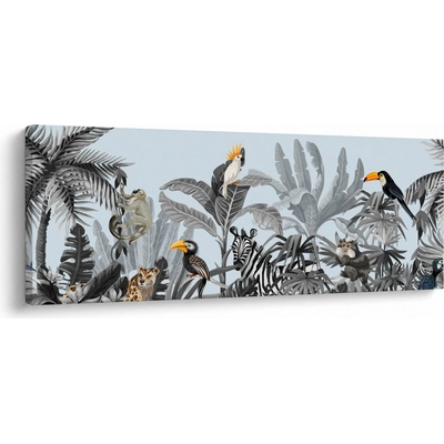 Obraz zvierat v tropickom lese, jednodielne 100x40 cm