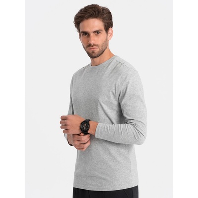 Ombre Clothing pánské tričko s dlouhým rukávem Eliwn šedá melanžová