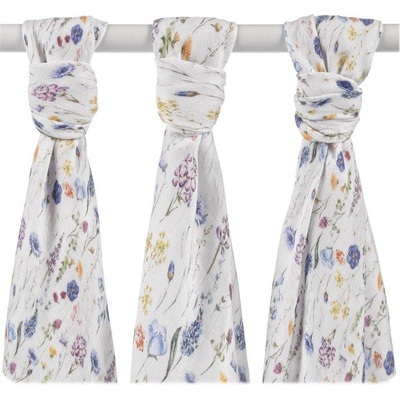 Kikko Bambusové pleny XKKO BMB 70 x 70 Digi Blue Wildflowers 3 ks