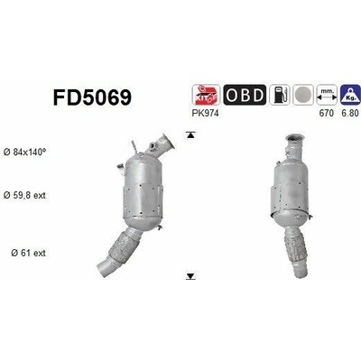 Filter sadzí pevných častíc výfukového systému AS FD5069